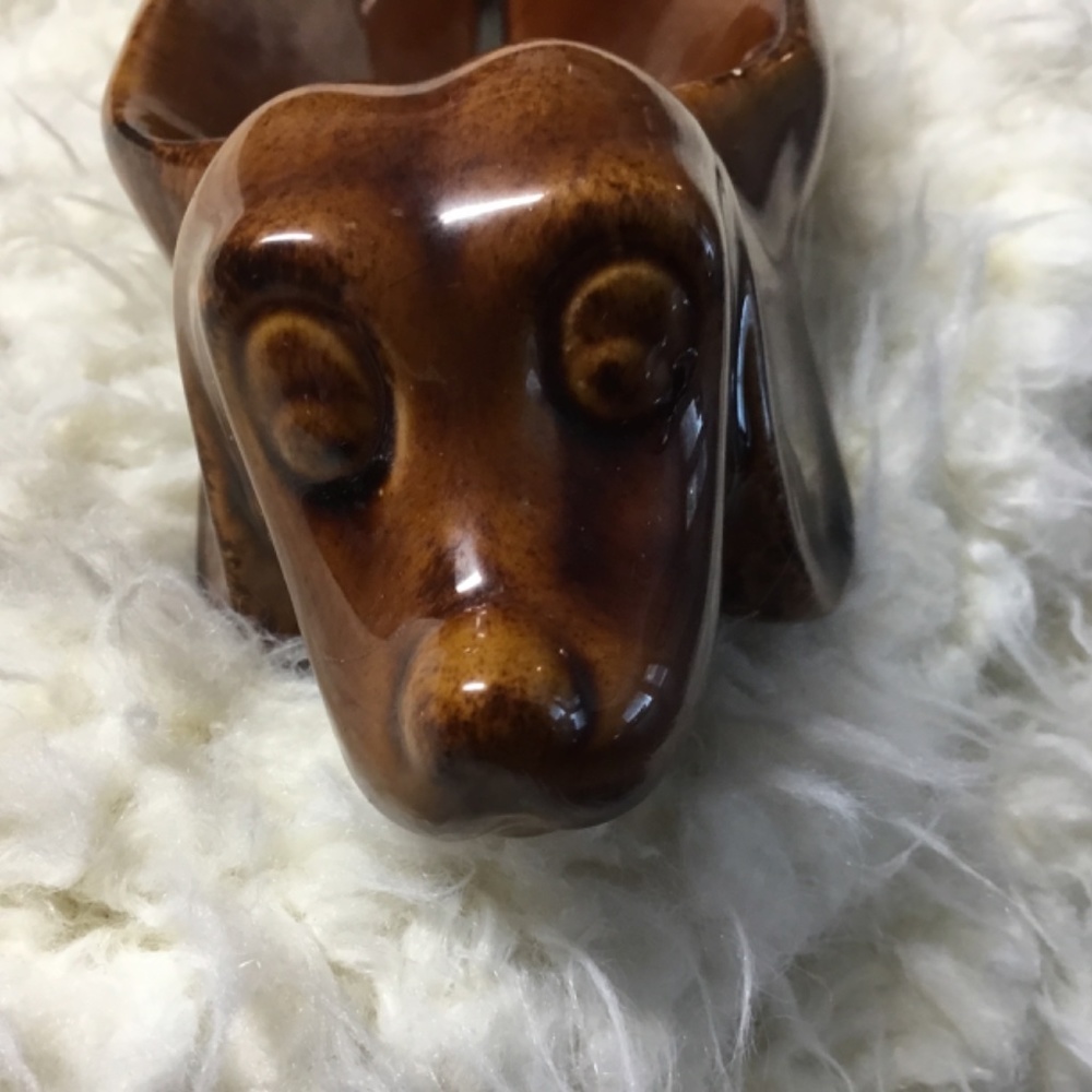 Vintage Art Pottery Ceramic Dachshund Trinket/Cracker/Olive Holder - Picture 7 of 7